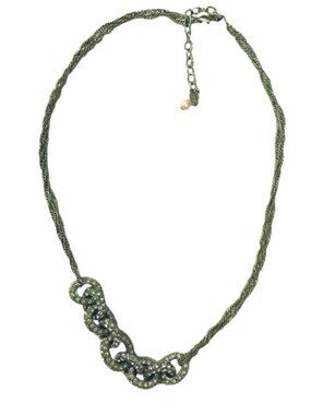 Monet Vintage 90s Silver Plated Rhinestone Multi Strand Chain Necklace